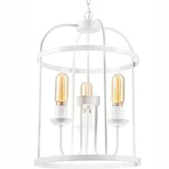 Hängelampe Metall Weiß Ø 35,5 cm 3-flammig E27 Rustikal