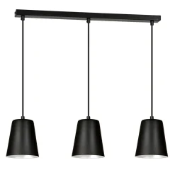 Hängelampe mit Schirm Schwarz Metall 3-flammig E27