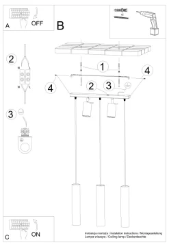 Hängelampe mit Spot Metall 5-flammig länglich Schwarz