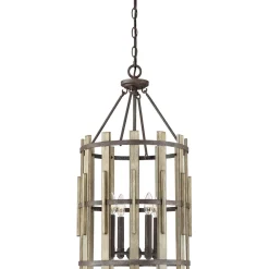 Hängelampe Natur Schwarz antik Ø38cm Holz Metall