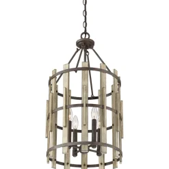 Hängelampe Natur Schwarz antik Ø38cm Holz Metall