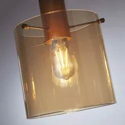 Hängelampe Rauchglas B: 142 cm 4-flammig E27 Braun Bernstein