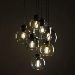 Hängelampe Rauchglas H: max. 140 cm verstellbar 7x E27