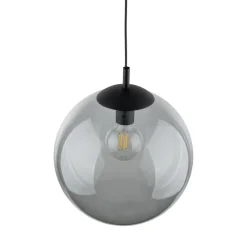 Hängelampe Rauchglas Metall E27 Ø 35 cm rund Kugelschirm