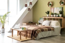 Hängelampe Rostbraun Metall Holz 3-flmg E27 Ø36 cm rund