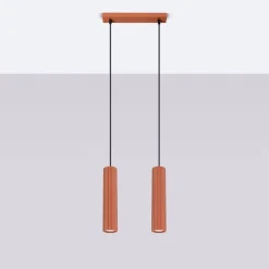 Hängelampe Rot 2-flammig B: 30 cm schmal H: max. 90 cm GU10