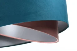 Hängelampe rund Ø 50 cm E27 Türkis Rosa Silber Stoffschirm