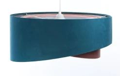 Hängelampe rund Ø 50 cm E27 Türkis Rosa Silber Stoffschirm