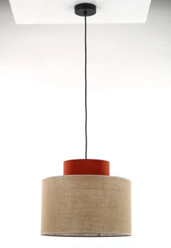 Hängelampe rund Ø 20 cm H: max. 170 cm E27 Jute Stoff