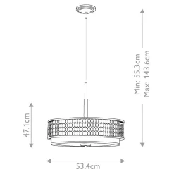 Hängelampe rund Ø 53,4 cm höhenverstellbar blendarm