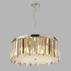 Hängelampe rund Ø 60 cm Kristall Glas Metall 5x E14