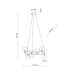 Hängelampe rund Ø 62 cm Metall Rauchglas 6x G9 BRENDAN