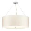 Hängelampe rund Ø66cm in Creme Chrom Stoffschirm