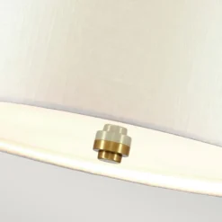 Hängelampe rund Ø46cm Stoffschirm Creme Messing antik