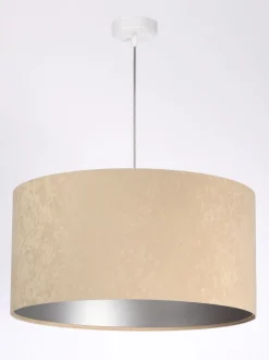 Hängelampe rund Weiß Beige Silber Retro Wohnzimmer