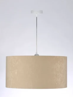 Hängelampe rund Weiß Beige Silber Retro Wohnzimmer