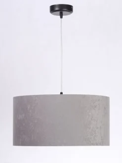 Hängelampe Schirm Grau Pink Stoff Retro Esszimmer