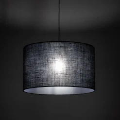 Hängelampe Schwarz Ø 50 cm H: max. 180 cm E27 Stoff