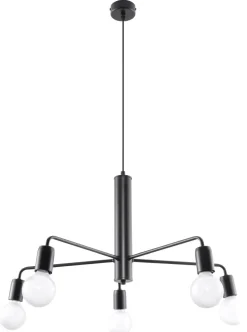 Hängelampe Schwarz Ø 60 cm Retro 5-flammig E27