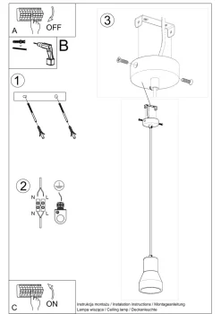Hängelampe Schwarz Beton Holz Skandinavisch Ø 12 cm