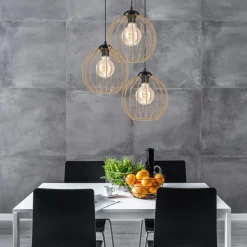 Hängelampe Schwarz Braungold Ø 50 cm Metall cm verstellbar