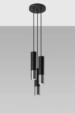 Hängelampe Schwarz Chrom 3-flammig verstellbar GU10