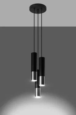 Hängelampe Schwarz Chrom 3-flammig verstellbar GU10