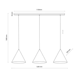 Hängelampe Schwarz 3-flammig Metall E27 höhenverstellbar