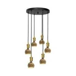 Hängelampe Schwarz für 6x E27 Ø 40 cm Messing Eisen