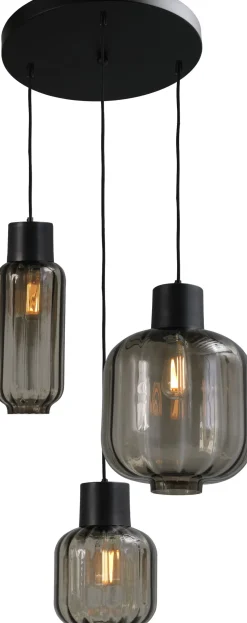 Hängelampe Schwarz Glas Metall verstellbar E27 Esstisch