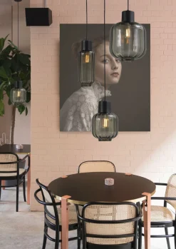 Hängelampe Schwarz Glas Metall verstellbar E27 Esstisch