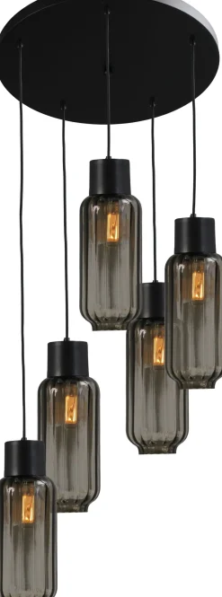 Hängelampe Schwarz Glas Metall 5-flammig E27 ELYA