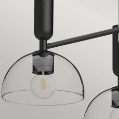 Hängelampe Schwarz Glas Metall E27 96,8 cm breit Retro