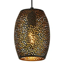 Hängelampe Schwarz Gold E27 Ø 15 cm schmal Metall