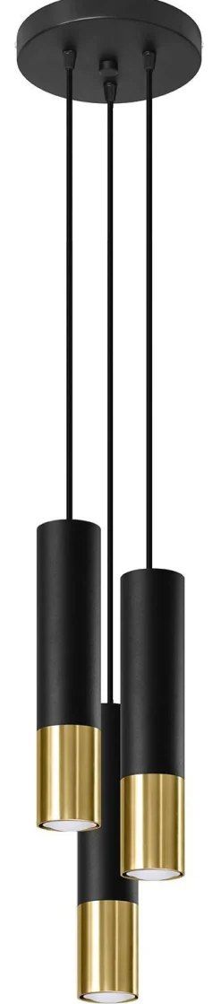 Hängelampe Schwarz Gold 3-flammig GU10 Metall