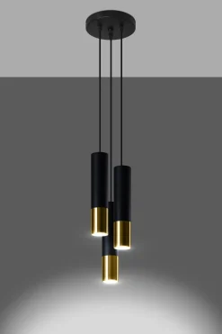 Hängelampe Schwarz Gold 3-flammig GU10 Metall