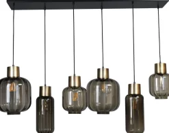 Hängelampe Schwarz Gold 6-flammig groß Glas Metall