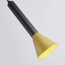 Hängelampe Schwarz Gold GU10 D: 9 cm Metall Retro