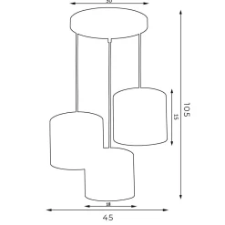 Hängelampe Schwarz Gold Stoff Metall 3-flammig blendarm