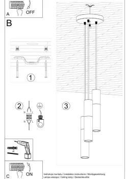 Hängelampe Schwarz Grau Ø 20 cm Metall Beton 3-flammig