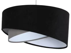 Hängelampe Schwarz Grau E27 rund Ø 50 cm Stoff Velours Optik