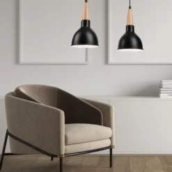 Hängelampe Schwarz Holz Esszimmer Skandinavisch