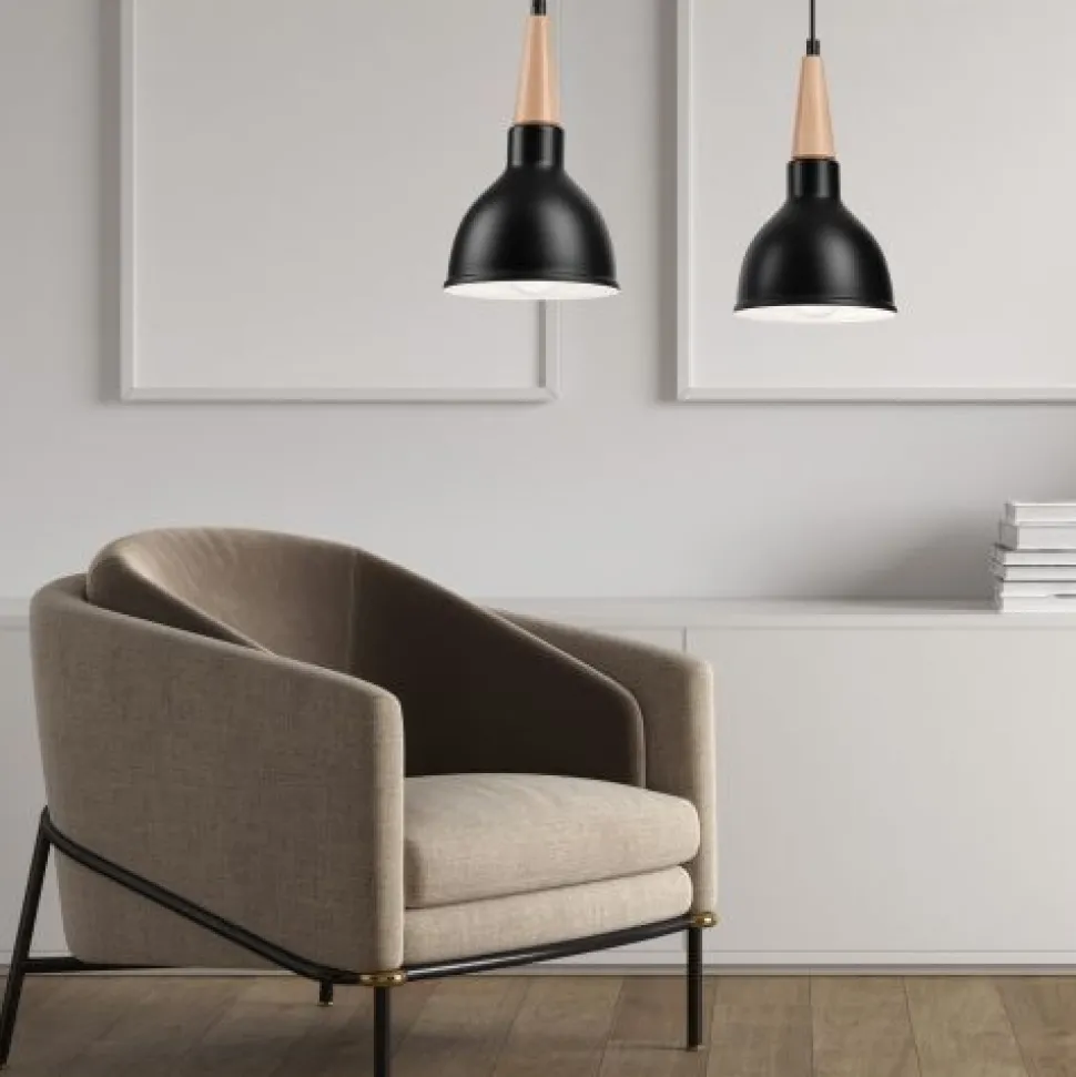 Hängelampe Schwarz Holz Esszimmer Skandinavisch