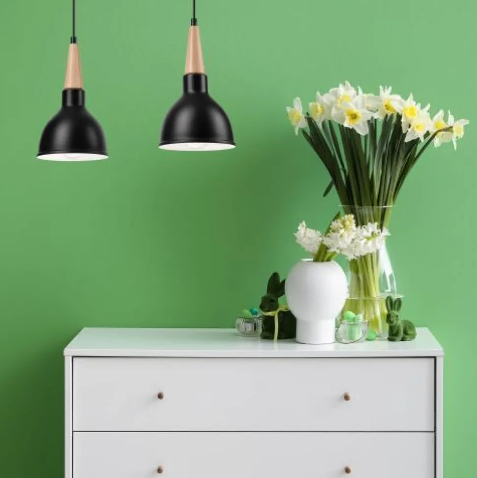 Hängelampe Schwarz Holz Esszimmer Skandinavisch