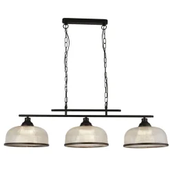 Hängelampe Schwarz Klar B: 99 cm 3-flammig E27 Glas Metall