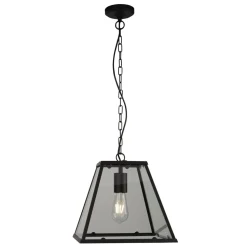 Hängelampe Schwarz Klar B: 30 cm E27 Glas Metall E27