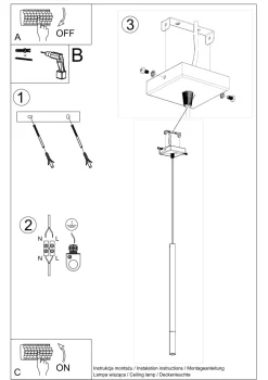 Hängelampe Schwarz Kupfer Ø 2,5 cm schmal Zylinder G9