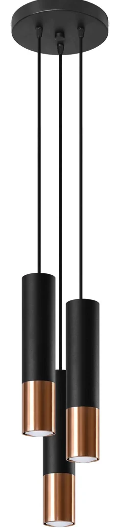 Hängelampe Schwarz Kupfer 3-flammig höhenverstellbar