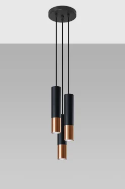 Hängelampe Schwarz Kupfer 3-flammig höhenverstellbar