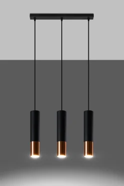 Hängelampe Schwarz Kupfer 3-flammig B: 45 cm Metall